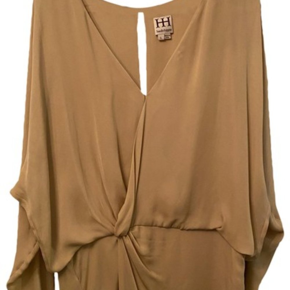 Haute Hippie Champagne Long Sleeve Cocktail Dress